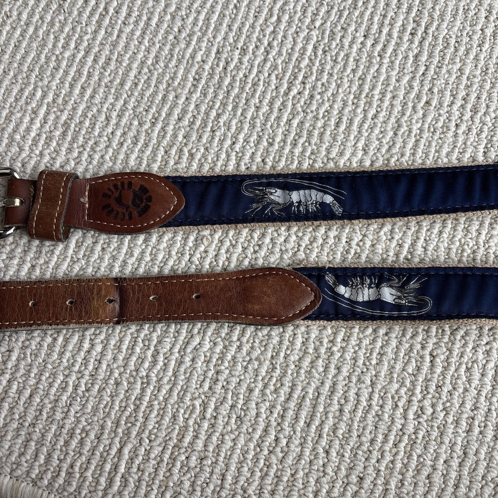 Ocean Rider Men's Belt Leather hand made Made in the USA Shrimp 38
